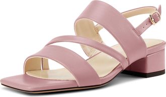 Castamere Womens Slingback Low Chunky Block Heel Peep Open Square Toe Dress Sandals Casual Office Summer Shoes 3.5 CM Heels Pink 3.5 UK