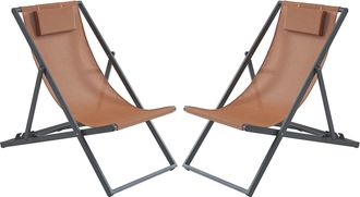 Vente-Unique Set de 2 tumbonas plegables de aluminio - Terracota - ANILIO de MYLIA