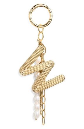 Chelsea28 Initial Faux Pearl Bag Charm in W- White- Gold at Nordstrom