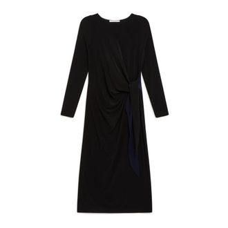 Maliparmi V-Hals Jersey Jurk - Dames - Casual kleedjes - Zwart - L - Kleedjes