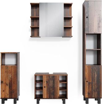Vicco Set mobili bagno Fynn, Rovere rustico, 4 parti