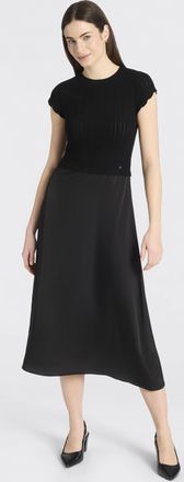 Boss Orange by Hugo Boss Midikleid BOSS ORANGE Ficella Premium Damenmode, Damen, Gr. XL, N-Gr, schwarz 001, Strick, Obermaterial: 79% Viskose, 21% Polyester, unifarben, tailli