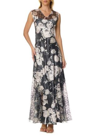 Komarov Charmuese Maxi with Lace Up Back Detail in Night Rose at Nordstrom, Size X-Small