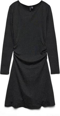 Vero Moda Kanva Long Sleeve Fit & Flare Dress in Black Detail Silver at Nordstrom Rack, Size X-Large