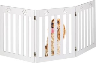 Relaxdays Cancelletto di Sicurezza per Cani e Gatti, Barriera Autoportante, Recinzione per Scale, 60 x 153 cm, Bianco - Relaxdays