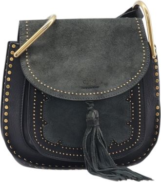 Chlo&eacute; Hudson Studded Leather Black Leather Handbag (Pre-Owned)