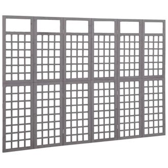 Berkfield Home Durable 6-Panel Room Divider/Trellis Solid Fir Wood Grey 242.5x180 cm