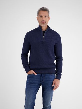 Lerros Troyer LERROS Herren Stricktroyer in Melange-Optik, Herren, Gr. 3XL, classic navy, 100% Baumwolle, ohne Ausschnitt, Pullover Troyer