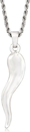 Ross-Simons Mens Sterling Silver Italian Horn Pendant Necklace
