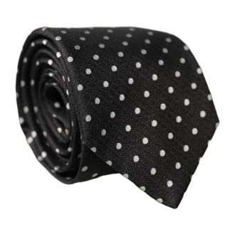 Dolce & Gabbana Ties, male, Black, Size: ONE SIZE Polka Dot Silk Adjustable Necktie