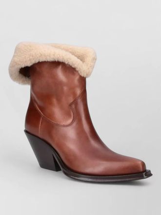 Chlo&eacute; leather fur-lined ankle boots