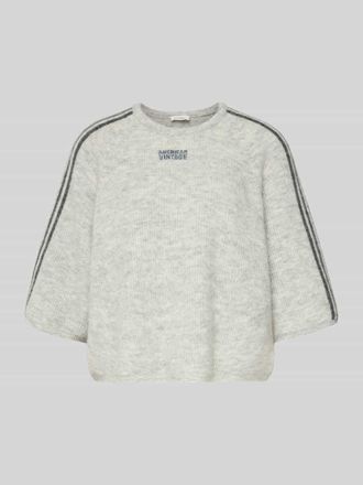 American Vintage American Vintage Cropped Strickpullover mit gerippten Abschl&uuml;ssen Modell VITOW in Mittelgrau Melange, Gr&ouml;&szlig;e XS/S