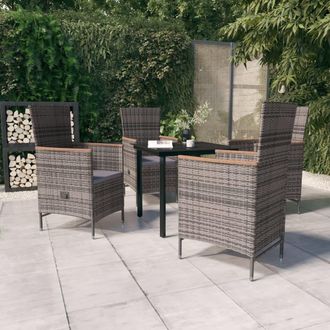 vidaXL Juego De Comedor De Jard&iacute;n 5 Piezas Con Cojines Gris Vidaxl