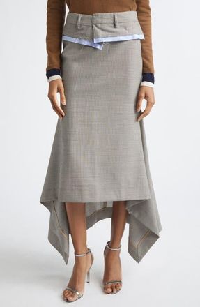 Monse Check Deconstructed Waistband Skirt in Brown Multi at Nordstrom, Size 12