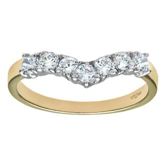 Diamant L'éternel 9ct geel- en witgouden damessteenset Wishbone-ring
