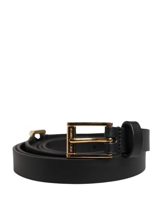 Dolce & Gabbana Men Black Leather Classic Metal Buckle Belt Calf