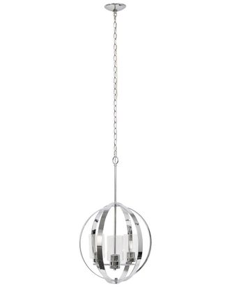 Lalia Home 3-Light 18in Adjustable Industrial Globe Hanging Metal And Clear Glass Ceiling Pendant