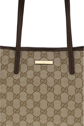 Gucci Womens Tote Bag Tribeca Vintage Sand-Dark Brown Polyester Shoulder Sand/dark