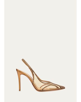 Gianvito Rossi 95mm Burma Embellished Metallic Slingback Pumps