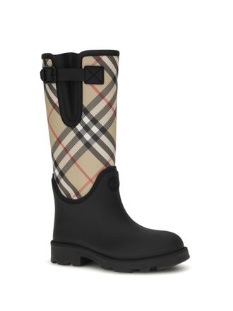 Burberry Womens Marsh Stamp Rubber High Boots Black