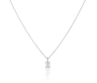 Bespoke White Gold Emerald Cut Diamond Necklace