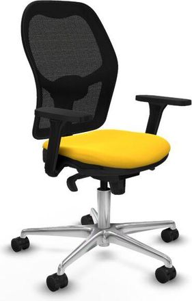 Piqueras y Crespo Piqueras Y Crespo - Jorquera Sincro Malla Negra Similpiel Amarillo Brazos 3d Base Aluminio Ruedas 65mm Nailon