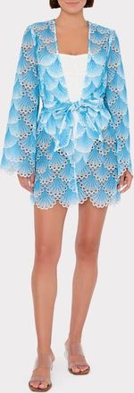 Milly Jessie Bubble Wave Lace Cover-Up Dress in Blue/White at Nordstrom, Size Medium
