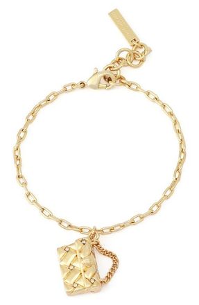 Kurt Geiger Quilt Kensington Bag Pendant Bracelet in Gold at Nordstrom