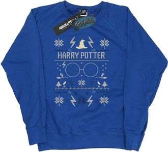 Harry Potter Dames/Dames Sweatshirt met Kerstpatroon (Koningsblauw)