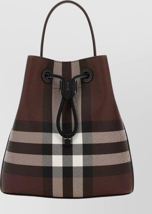 Burberry checkered canvas bucket bag with top handle