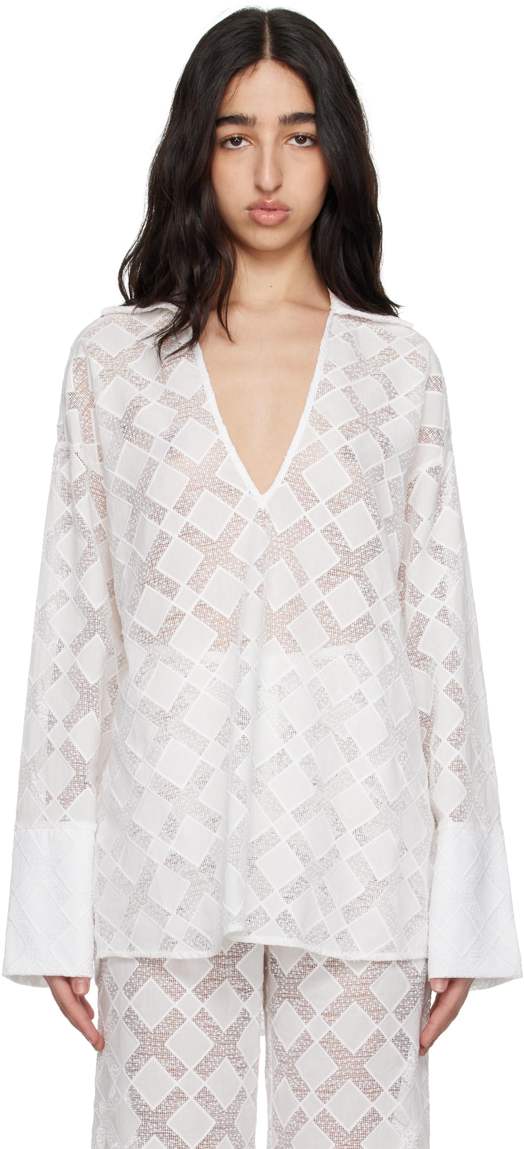 Tommy Bahama Palm View Pop-Over Top Womens Clothing White