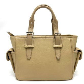 Burberry Beige Leather Handbag Tote Bag (Pre-Owned)
