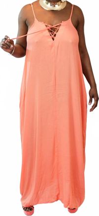 Elan Adjustable Straps Maxi Pockets Dress In Coral