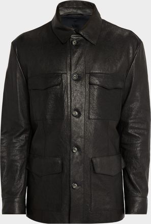 Giorgio Armani Mens Nappa Leather Safari Jacket