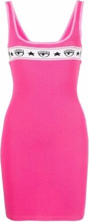 Chiara Ferragni Logomania Yarn Tank Dress - Dames - Korte kleedjes - Roze - S - Kleedjes