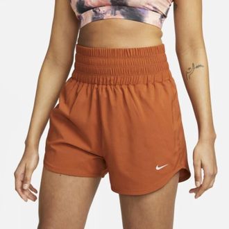 Nike One Shorts Womens Orange Dri-FIT High Waist 3 Inseam Brief-Lined SRT717