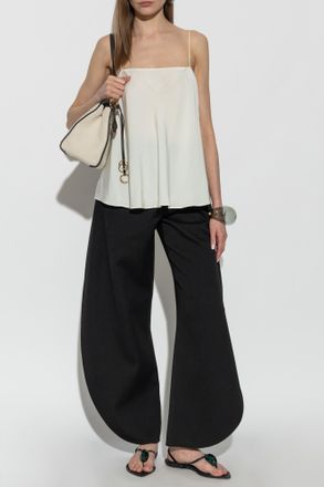 Alaia Satin Top Tied At The Sides, Womens, Cream
