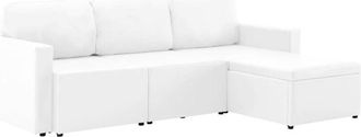 vidaXL Sofá cama modular de 3 plazas de cuero sintético blanco vidaXL