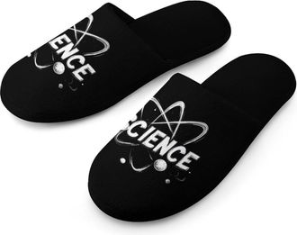 Generic Science Atom Warm Mens Slippers Slip On Soft Fleece House Shoes Winter Indoor Outdoor