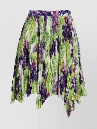 Versace asymmetric floral print pleated skirt
