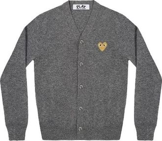 Comme Des Gar&ccedil;ons Kint Cardigan Gold Emblem Grey AZ-N050-051-3