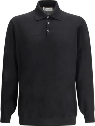 Brunello Cucinelli Elegante Wol Polo Shirt - Heren - Polos - Zwart - M - Wol - Tops