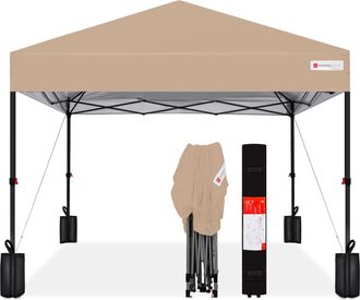 Best Choice Products 10x10ft Easy Setup Pop Up Canopy w/ 1-Button Setup, Wheeled Case, 4 Weight Bags