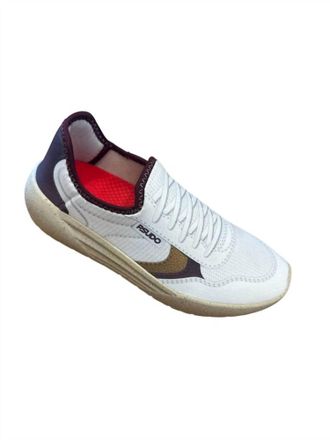 Psudo Mens Cambridge Court Sneaker In White Burgandy