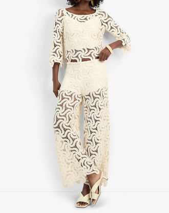 Trina Turk Helen Crochet Lace Top In Bonita Beige