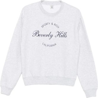 Sporty & Rich Beverly Hills Logo-Print Sweater - Dames - Sweatshirts - Grijs - M - Katoen - Hoodies & sweatvesten