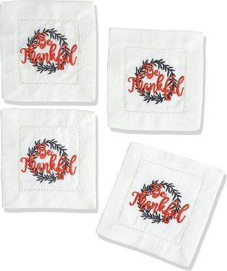 Tiramisu Set of 4 Embroidered Coasters in Orange/Green at Nordstrom Rack