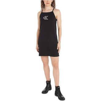 Calvin Klein Outlined Jurk - Dames - Korte kleedjes - Zwart - S - Katoen - Kleedjes