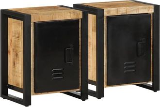 vidaXL Bedside Cabinets 2 pcs Solid Rough Wood Mango vidaXL