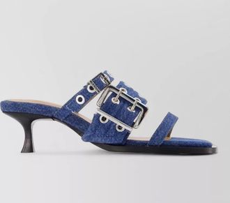 Ganni cotton buckle-strap mules